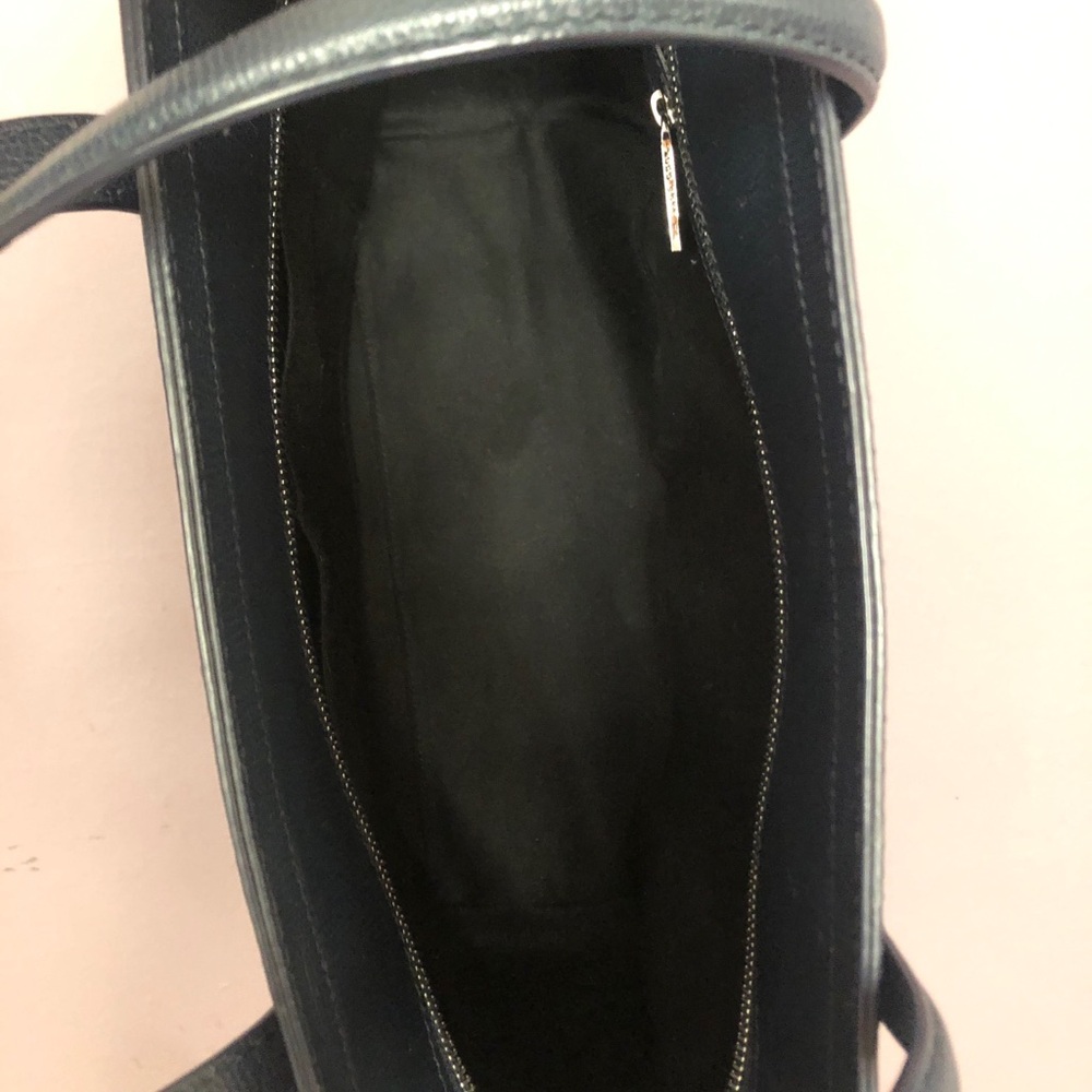 HUGO BOSS Tote Bag Purse Safino Sapphire Blue Leather Zippier Detachable Charm - Picture 12 of 12